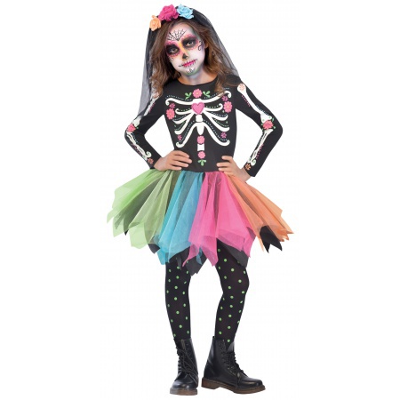Sugar Skull Costume Girls image