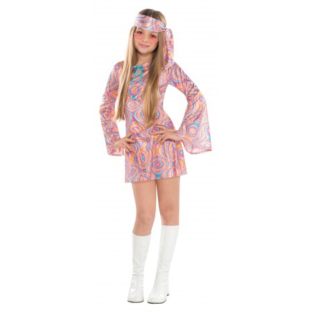 Girls Hippie Costume For Halloween image