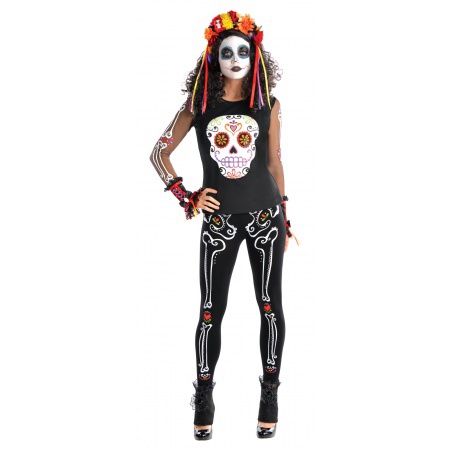 Sugar Skull Shirt Womens Day Of The Dead Costume image
