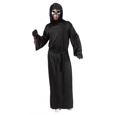 Grim Reaper Costume With Bleeding Skull Mask image