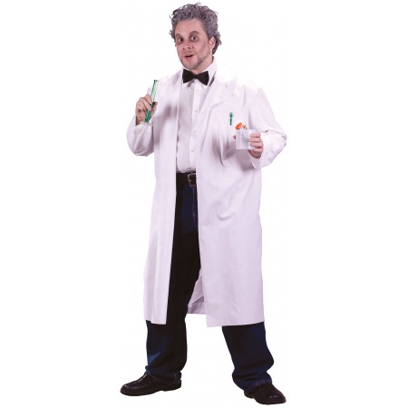 White Lab Coat Crazy Scientist Costume image
