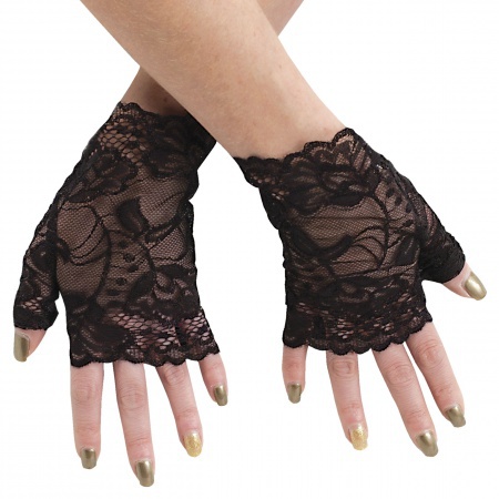 Black Lace Fingerless Gloves image