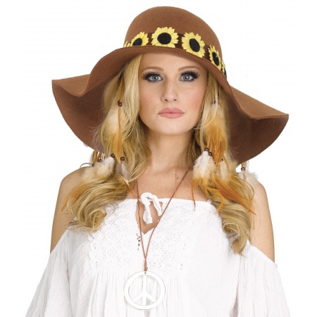 60s Hippie Girl Costume Floppy Hat image