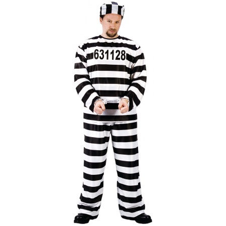 Black And White Prisoner Jailbird Costume image