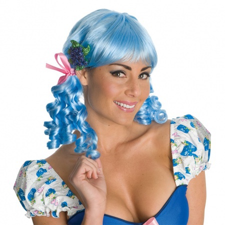 Blueberry Tart Wig Costume Accessory Curly Doll Neon Blue image