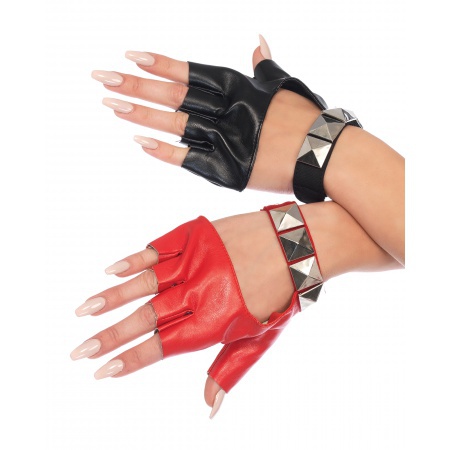 Red And Black Fingerless Gloves image