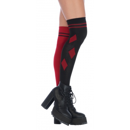 Red And Black Harlequin Thigh Highs image