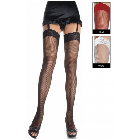 Fishnet Thigh Highs With Lace Top image
