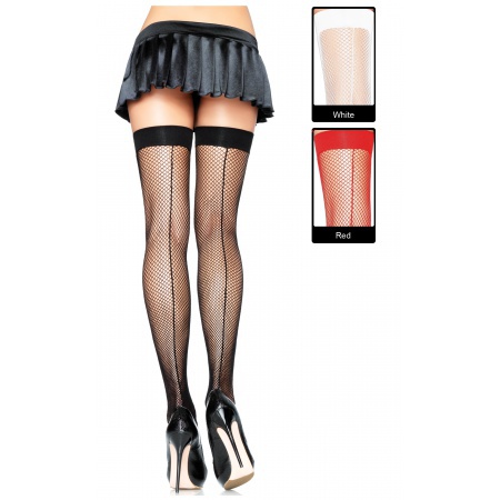 Fishnet Thigh High Stockings With Backseam image
