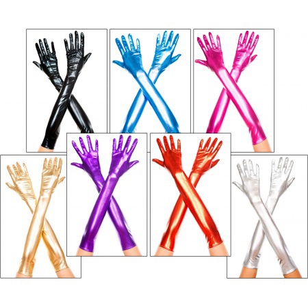 Extra Long Metallic Gloves For Women image