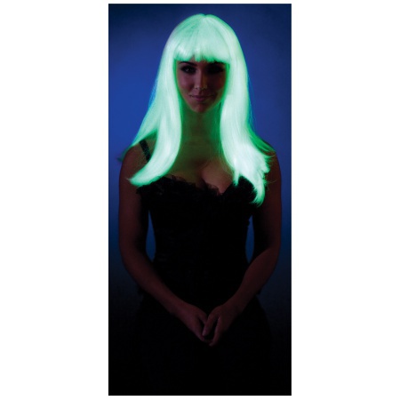 Glow In The Dark Straight Wig Costume Accessory Rave image