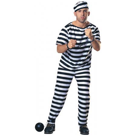 Black And White Striped Prisoner Costume image