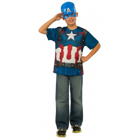 Boys Captain America Shirt And Mask image
