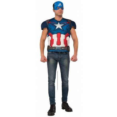 Adult Captain America Muscle Shirt And Mask image