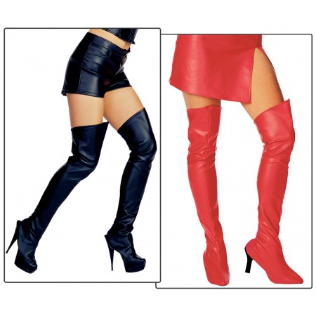 Leather Look Thigh High Boot Tops image
