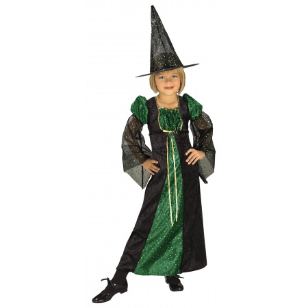 Sparkle Witch Costume Green Dress & Hat image