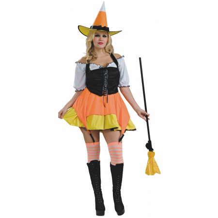 Plus Size Candy Corn Witch Costume image