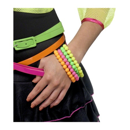 80s Costume Jewelry Neon Beaded Bracelets image