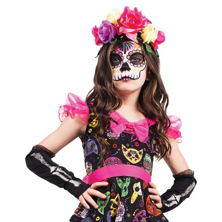 Kids Day Of The Dead Costume Flower Headpiece image
