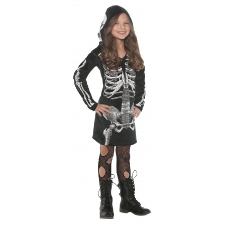 Girls Skeleton Costume Hoodie Dress image