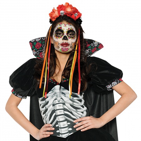Day Of The Dead Costume Headpiece With Veil image