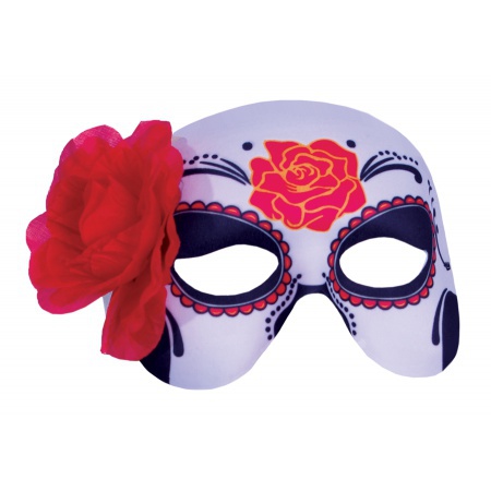 Day Of The Dead Half Mask With Rose image