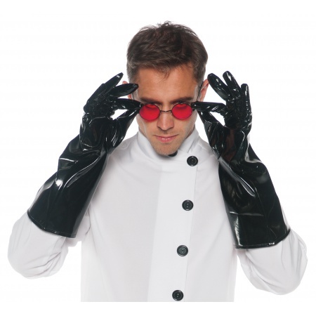 Mad Scientist Costume Black Vinyl Gloves image